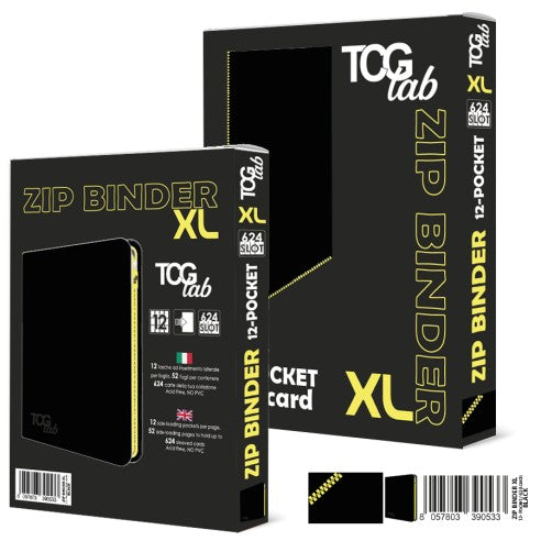 TcgLab - Album XL 12 Tasche con Zip Gialla - 624 Slot - Nero