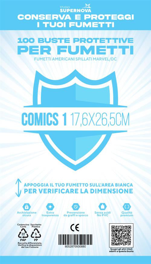 Studio Supernova - 100 Buste Protettive Comics 1 17,6 x 26,5 cm