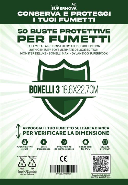 Studio Supernova - 50 Buste Protettive Bonelli 3 18,6 x 22,7 cm