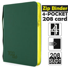 TcgLab - Album 4 Tasche con Zip Gialla - 208 Slot - Verde Foresta
