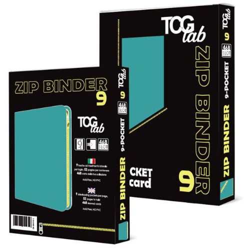 TcgLab - Album 9 Tasche con Zip Gialla - 468 Slot - Celeste