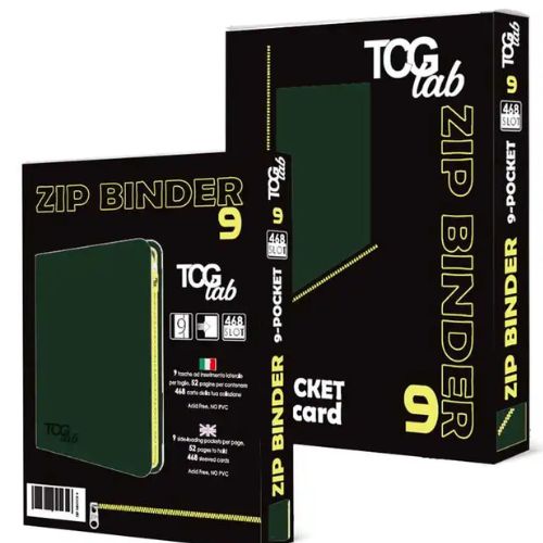 TcgLab - Album 9 Tasche con Zip Gialla - 468 Slot - Verde Foresta