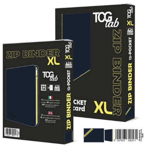 TcgLab - Album XL 12 Tasche con Zip Gialla - 624 Slot - Blu