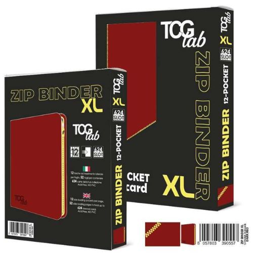 TcgLab - Album XL 12 Tasche con Zip Gialla - 624 Slot - Rosso