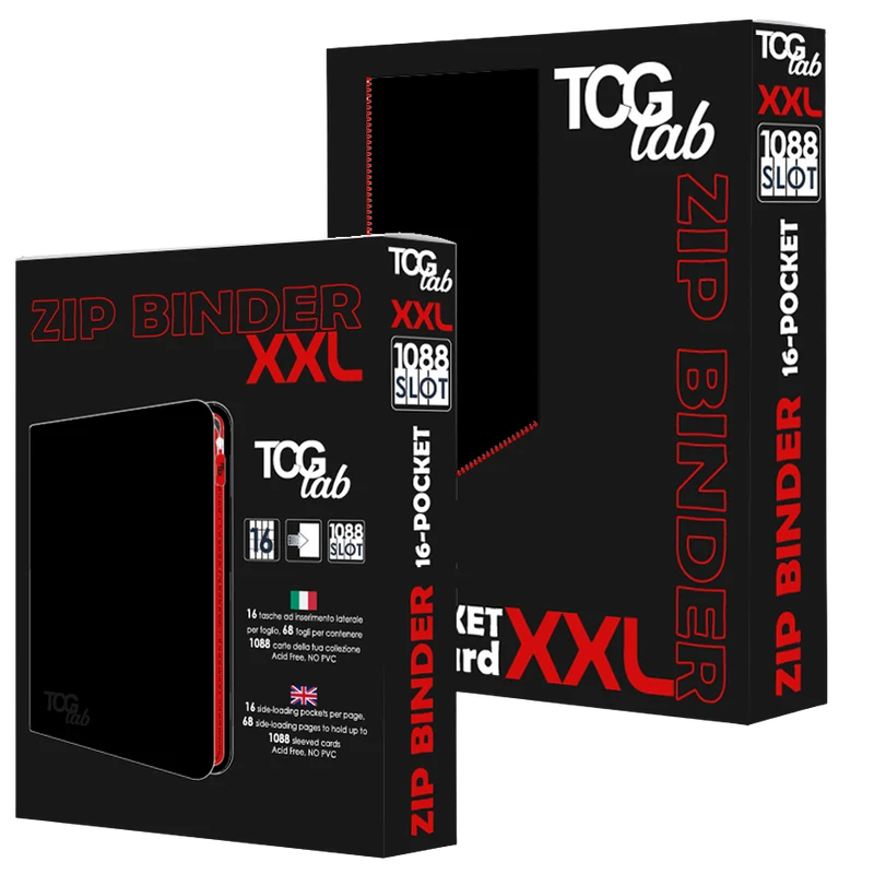 TcgLab - Album XXL 16 Tasche con Zip Rossa - 1088 Slot - Nero