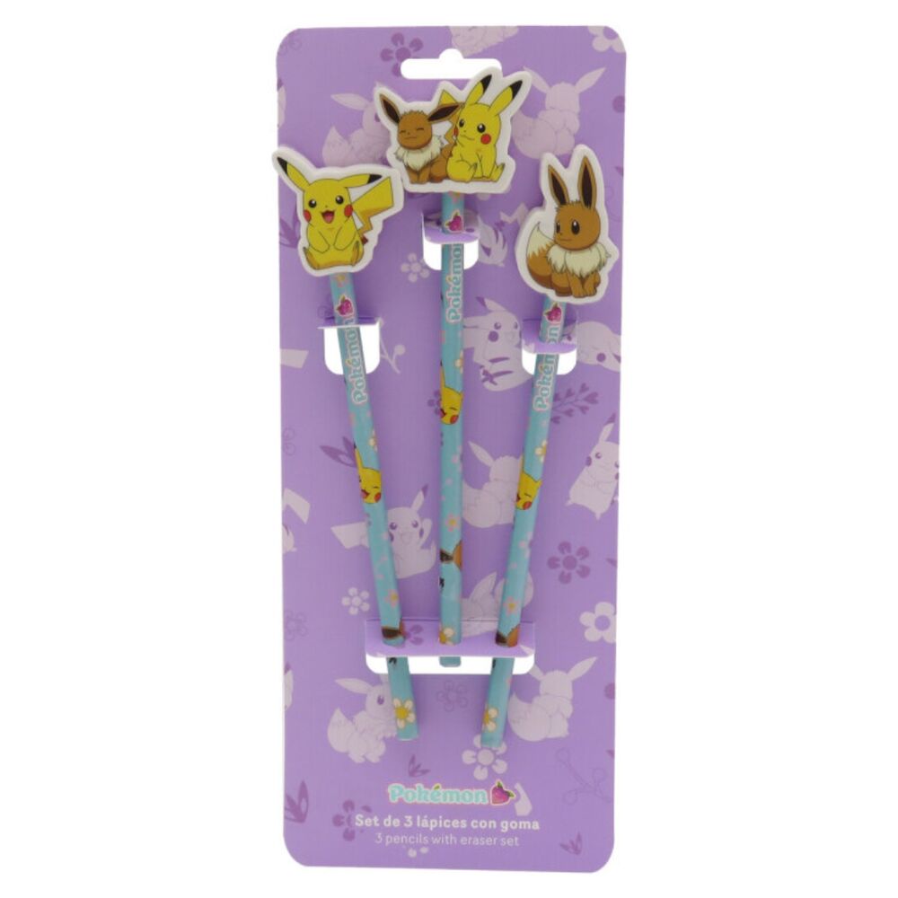 Pokemon Flowers set 3 pencils